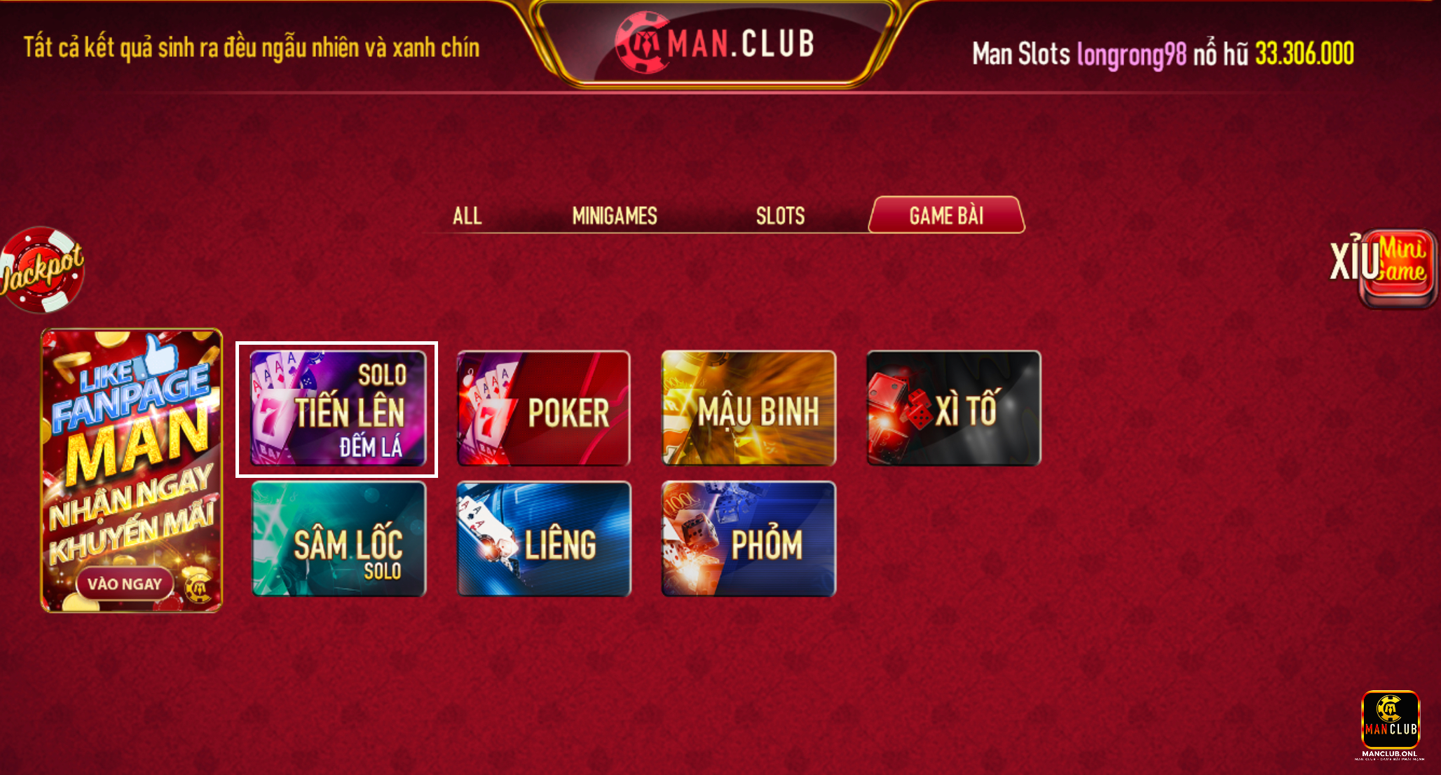 Giới thiệu game bài Tiến lên hot hit tại cổng game Manclub